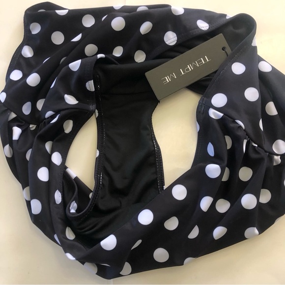 Temp Me Retro. Flounce Raffle Top High Waist Polka Dots Bikini Swim Set Size L - Picture 15 of 15